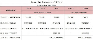 Summative Assessment - 1st Term Revised Time Table