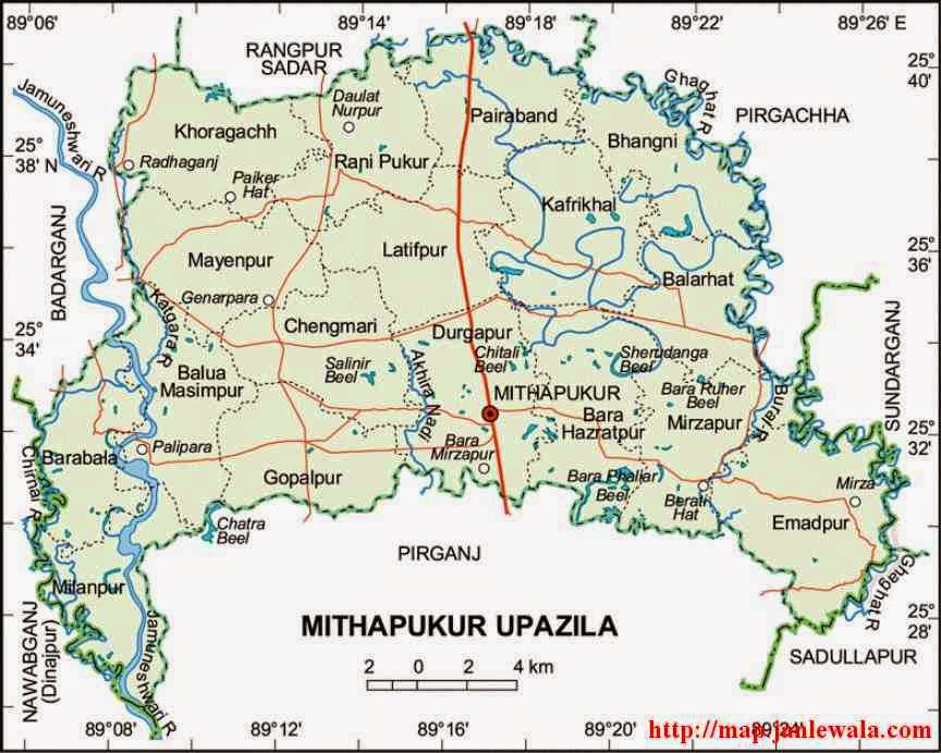 mithapukur upazila map of bangladesh