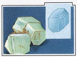 The atoms of feldspar form triclinic crystals.