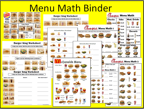 Students can practice their menu skills in your class or at home and then apply what they have learned when they eat at a restaurant. Empowered By Them Menu Math Packet