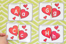 Valentine's Day Themed Unit: Hearts Uppercase and Lowercase Puzzles