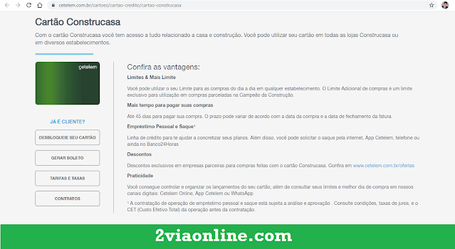 2Via Fatura do Cartão Construcasa - Cartão de Crédito