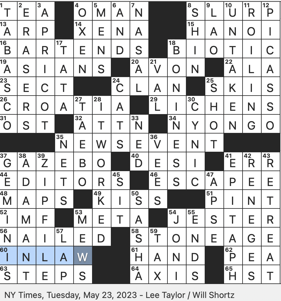 1005-23 NY Times Crossword 5 Oct 23, Thursday 