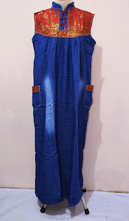 gamis kombinasi semi jeans rangkap ucansee | khisan fashion toko jilbab dan baju muslimah murah malang