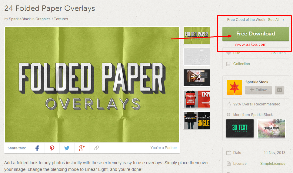 Free Download 24 Folded Paper Overlays Texture