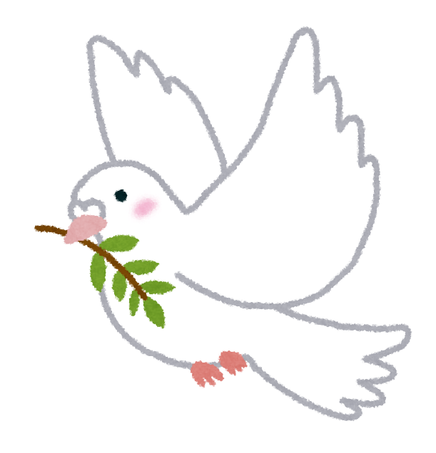 オリーブの枝をくわえた鳩のイラスト かわいいフリー素材集 いらすとや