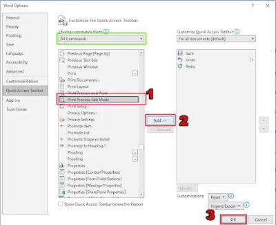 Cara Menampilkan Tombol Print Preview Di Word 2019