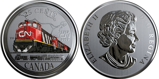 Canada 25 cents 2019 - 100th anniversary of Canadian National Railway
