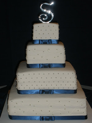 Silver Blue Wedding Cake