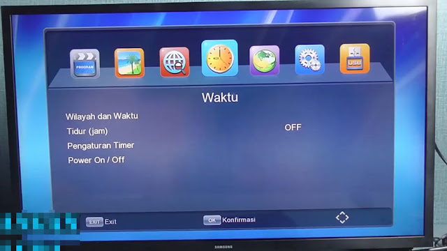 Menu Waktu di Set Top Box Sanex SN-STB1801 TV DIGITAL DVB-T2