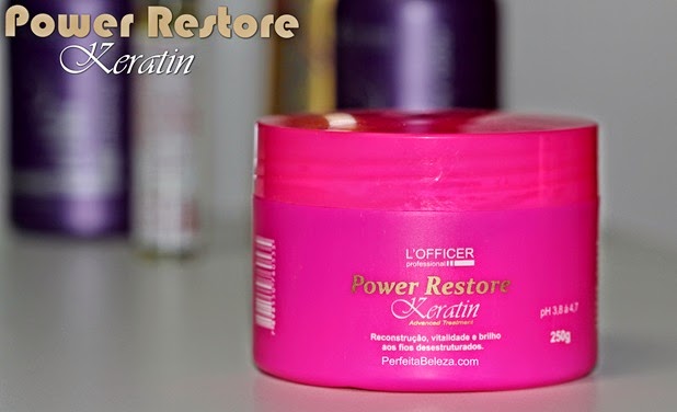 máscara power restore keratin, l'officer, reconstrução
