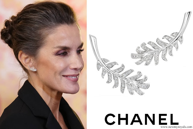 Queen Letizia - Chanel plume de chanel earrings 18K white gold diamonds