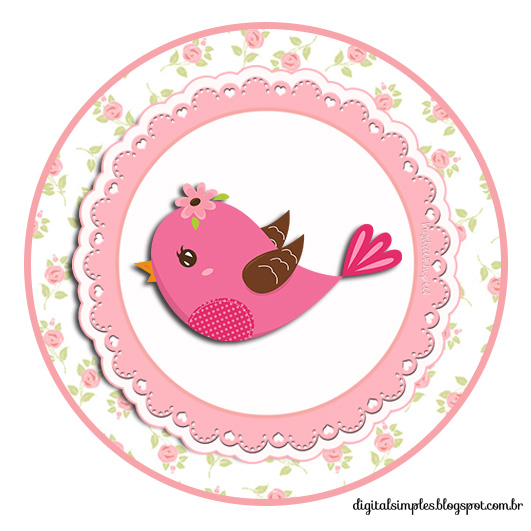 Topper para Docinhos tema passarinhos menina
