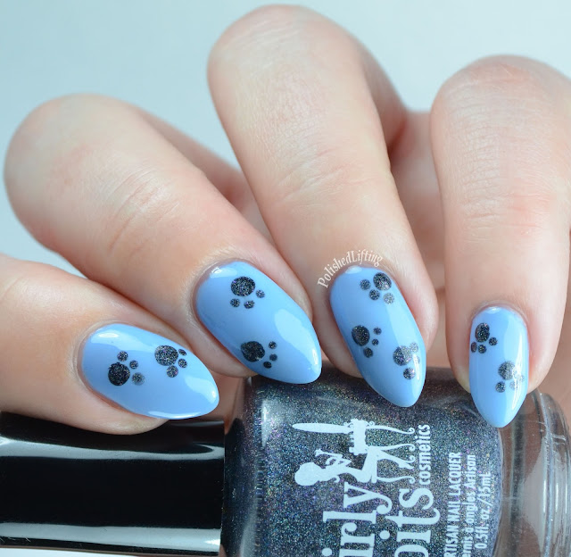 Paw Print nail art featuring Girly Bits Cosmetics On Toast! and Bohemian Polish Here I Go