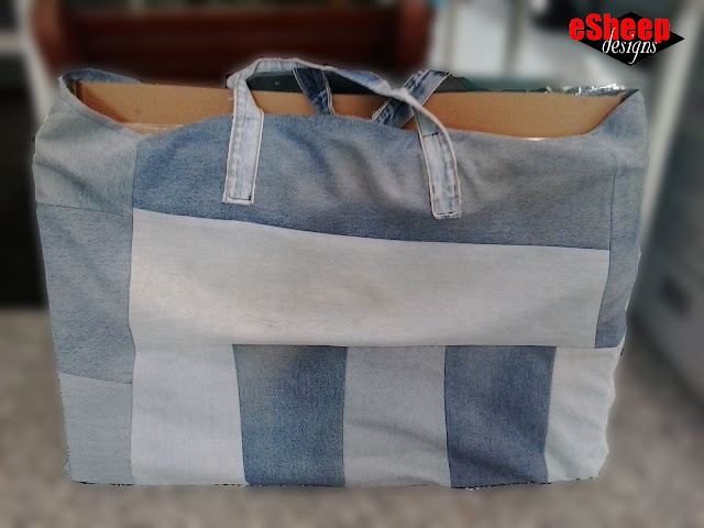 Large Denim Patchwork Tote by eSheep Designs