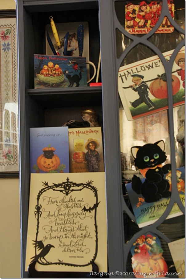 Halloween Decor Left side of Kitchen Hutch