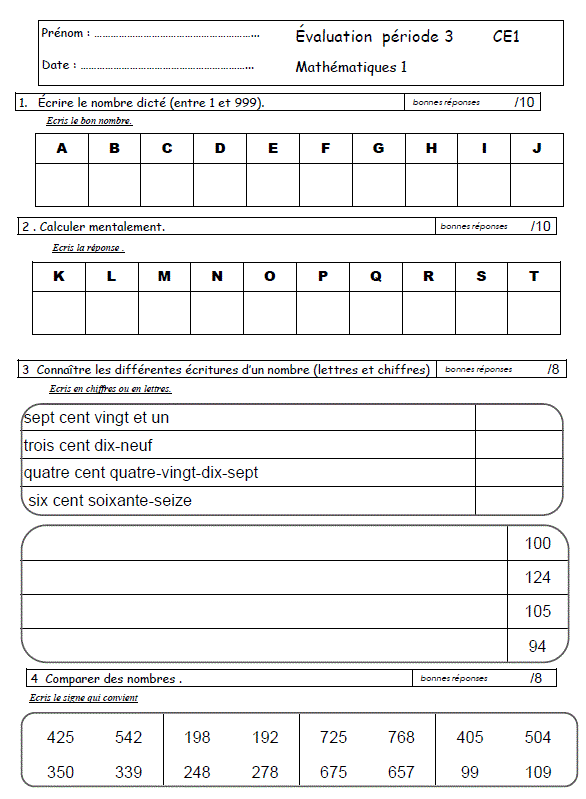 Ipotame Tame Ce1 Evaluation Maths P2