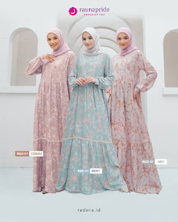 Koleksi Gamis Rauna Terbaru RGD 47 Baju Muslimah Lengan Panjang Motif Abstrak Bahan Rayon Adem Menyerap Keringat