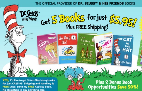 Dr.Seuss Get 5 Books for Just $5.95 + Free Shipping