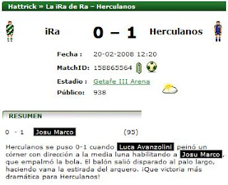 La iRa de Ra 0-1 Herculanos ( - / Josu Marco 95' )