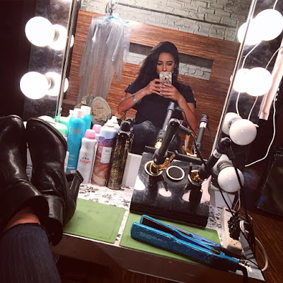 Actress Shay Mitchell (Emily) PLL behind-the-scenes episode 7x04