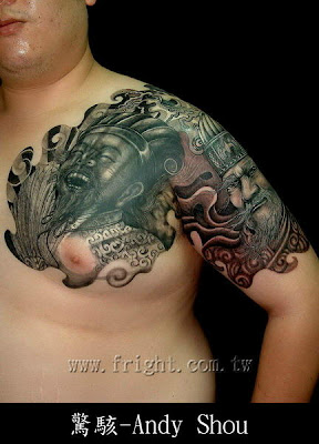 Half Chest and Shoulder Tattoo