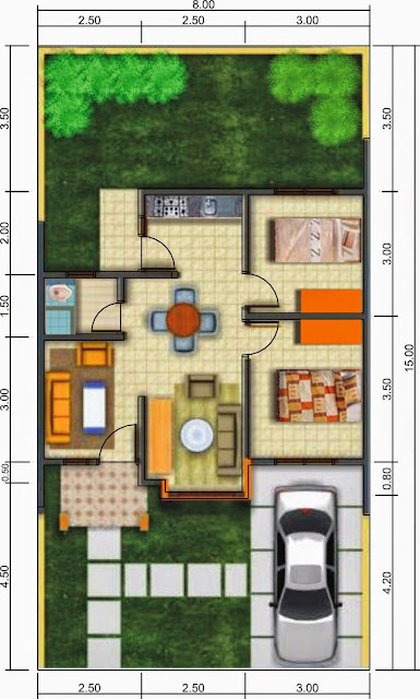 Contoh Denah Rumah Minimalis Beserta Ukurannya