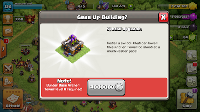 cara gear up archer tower coc