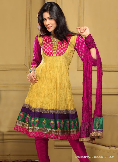 Anarkali-Frocks-Yellow-Red-Designs