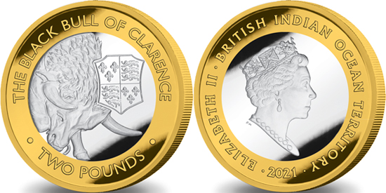 British Indian Ocean Territory 2 pounds 2021 - The Queen's Beasts - The Black Bull of Clarence