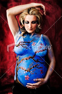 Pregnant Women-Cherry Blossom Body Paint