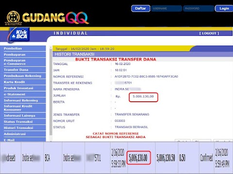 Selamat Kepada Member Setia GudangQQ WD sebesar Rp. 5,006,130.-