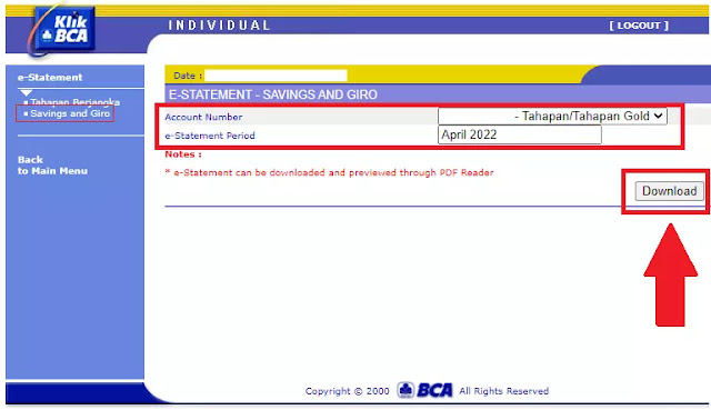 Download e-Statement KlikBCA secara online