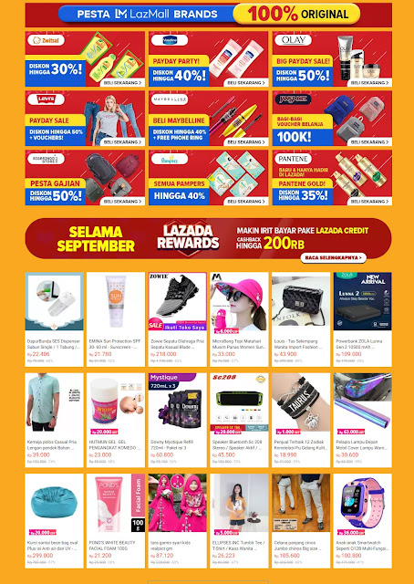 #Lazada - #Promo Pesta Gajian Dapatkan Diskon 80% + Sebar 99K + Gratis Ongkir (s.d 30 Sept 2019)