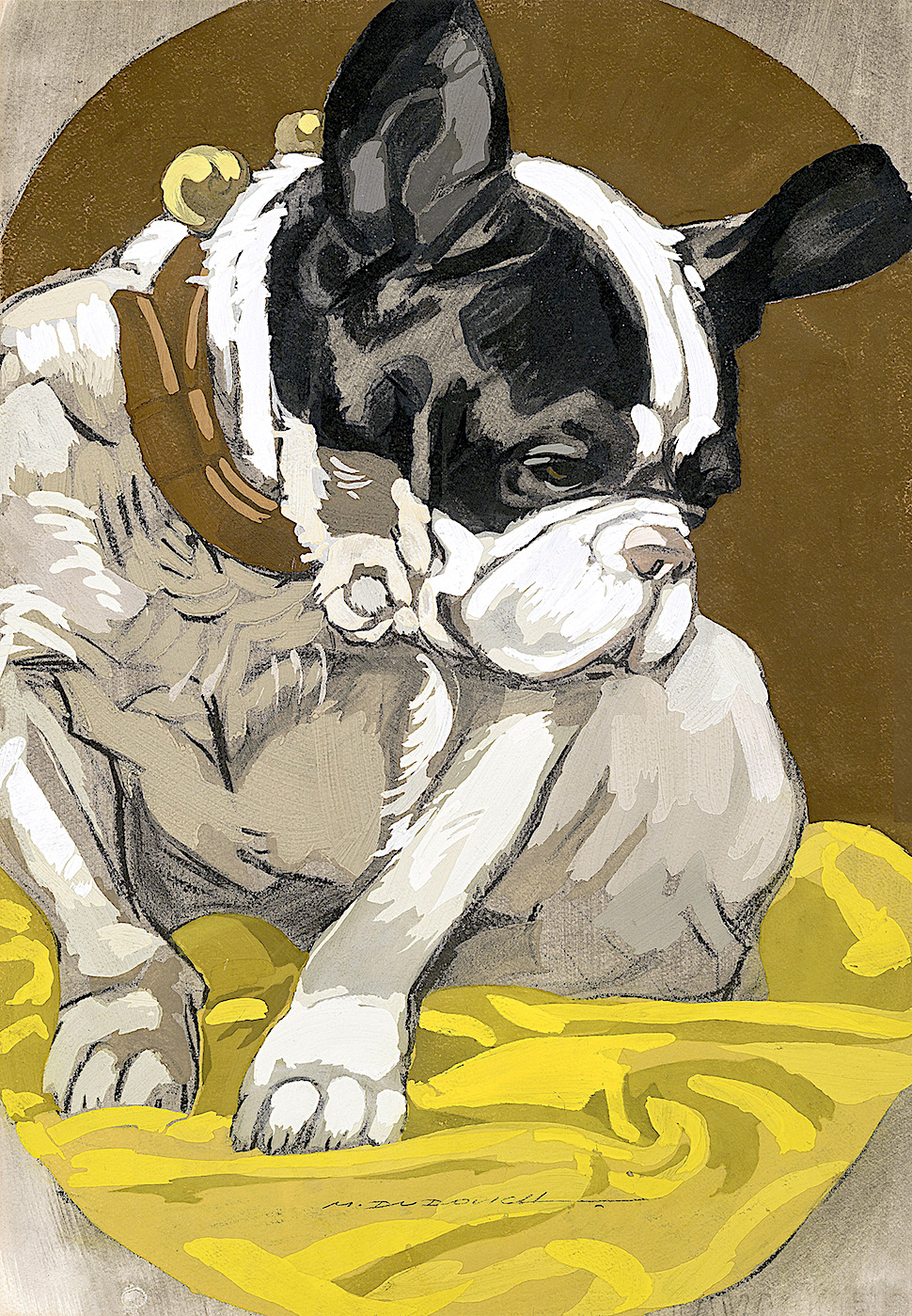 a Marcello Dudovich color illustration of a dog