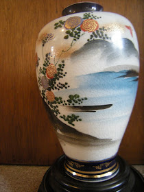Meiji Period Cobalt Blue Satsuma Painted Geisha Vase Marked Shozan 尚山