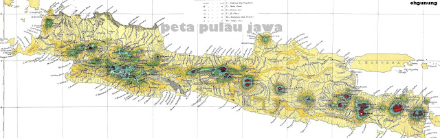 peta daftar gunung di pulau jawa