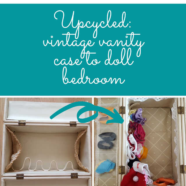 Upcycled: vintage vanity case to doll bedroom