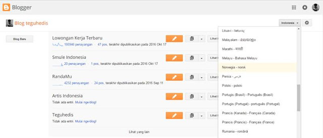 Cara mengganti Bahasa dan Mengatur Zona Waktu di Blogger.com Dengan Mudah