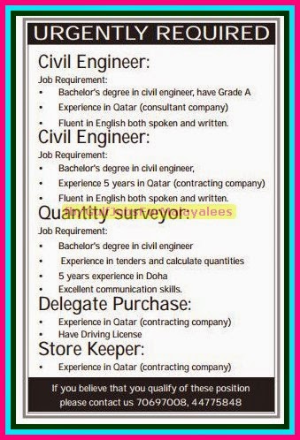 Qatar Urgent Job Vacancies