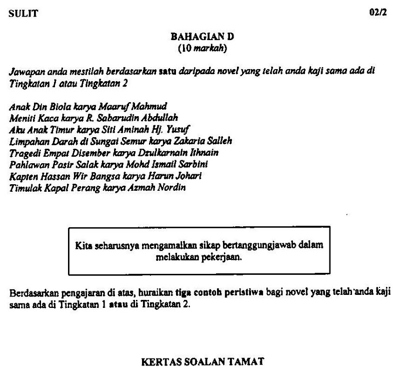 Contoh jawapan soalan percubaan Bahasa Melayu kertas 2 