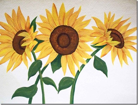 three sunflowers