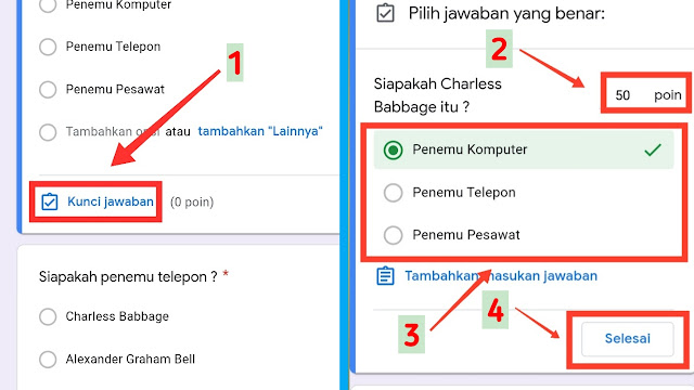 Masukkan Kunci Jawaban dan Poin Pertanyaan Kuis