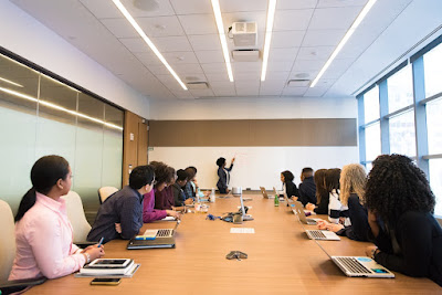 A meeting in a workplace