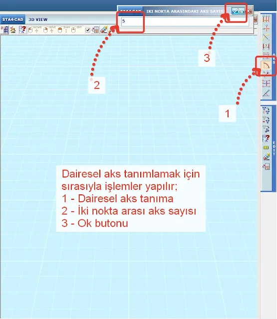 sta4cad programında dairesel aks tanımlamak