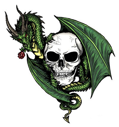 Tattoos Dragons on Dragon With Skull Tattoo Design   Tattoology