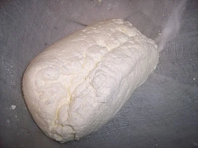 Ricotta cheese at the end of the process.
