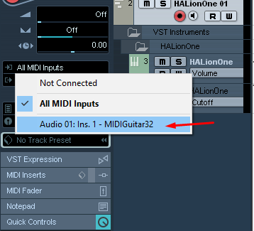 Setting Input Midi