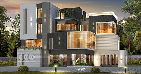 7 bedroom box model ultra modern home - Kerala home design and floor