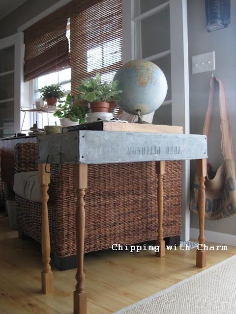 Chipping with Charm:  Tool Tote to Console Table...http://www.chippingwithcharm.blogspot.com/